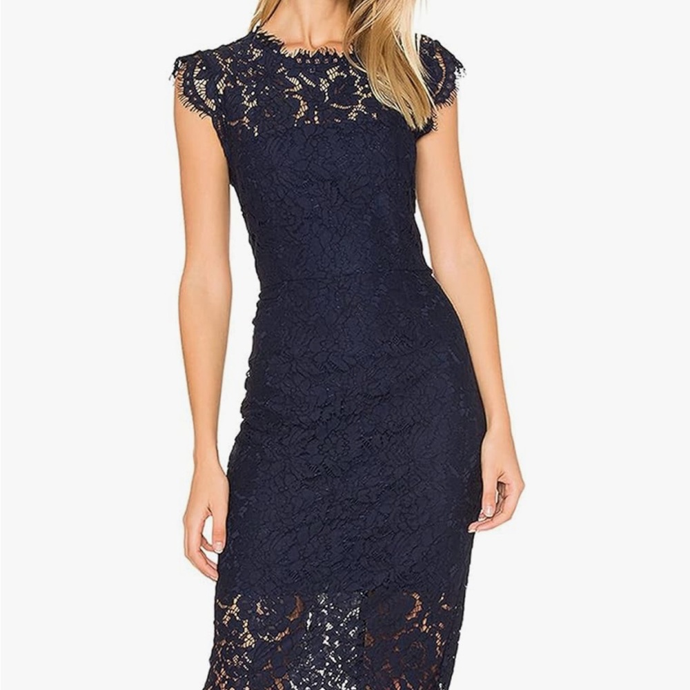 Elegant Navy Lace Dress